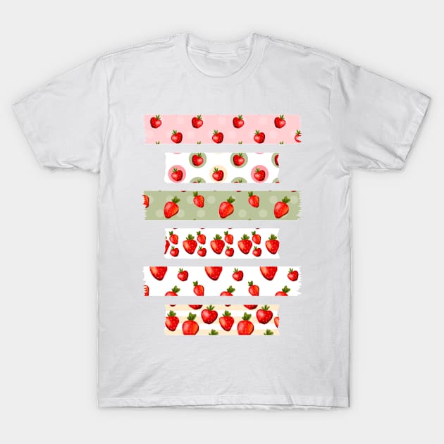 Strawberry Washi Tapes T-Shirt by MutchiDesign